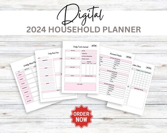Minimalist Household Planner, Monthly Organizer, Meal Planning, Grocery List, To-Do List, Family Routine, Home Management