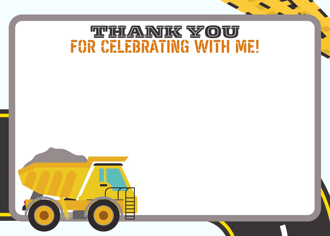 Construction Thank You Note Digital Download - Etsy