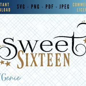 Sweet sixteen svg, sweet 16 svg, happy 16th birthday svg, girls 16th svg, sixteen today birthday vector, 16 svg template, sixteen cut file