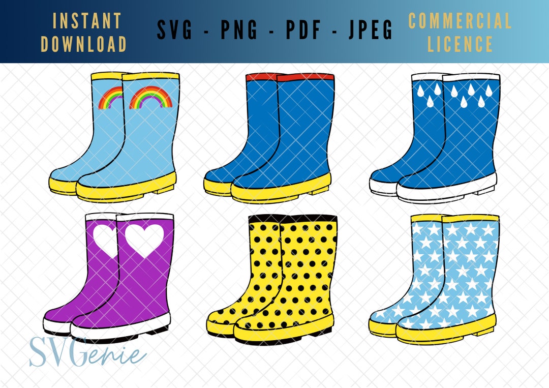 Wellington Boots SVG Bundle Wellie Boots Cut File Rain Boots - Etsy