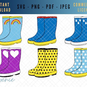 Wellington boots SVG bundle, Wellie boots cut file, Rain boots vector, wellies svg, rainy day svg, muddy puddles clip art, rain silhouette