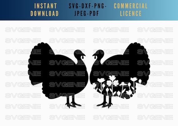 Turkey SVG, floral turkey PNG, turkey silhouette, thankful SVG, Christmas bird svg, thanksgiving vector, festive svg, wildflower svg