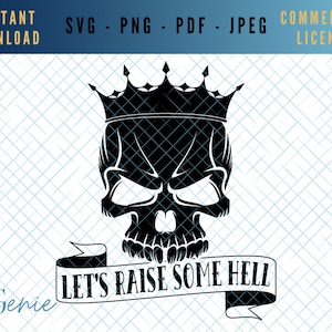 Crâne SVG, crâne avec couronne PNG, vecteur squelette, élevons quelque chose d’enfer SVG, Hell raiser svg, hell king svg, mens skull svg cut file