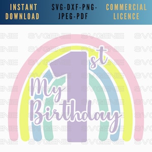 Mein erster Geburtstag svg, Geburtstag Regenbogen svg, 1. Geburtstag Shirt svg, Baby Geburtstag svg, Baby Mädchen svg, 1. Geburtstag Vorlage