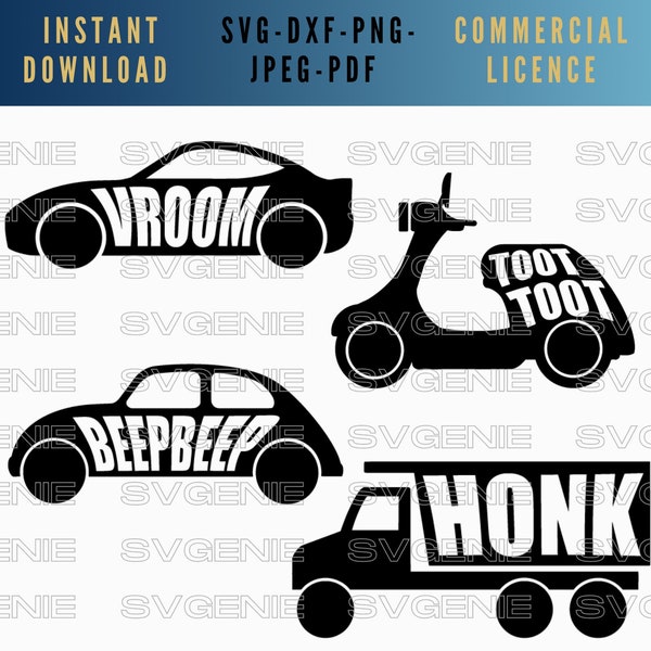 Toy car SVG, car silhouette, truck lorry dxf, moped clipart, scooter cut file, race car svg, vroom svg, beep vector, kids garage svg