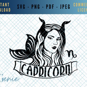 Steinbock SVG, Steinbock SVG, Steinbock SVG, Sternzeichen Vorlage, Horoskop SVG, Steinbock Symbol SVG, Sirene