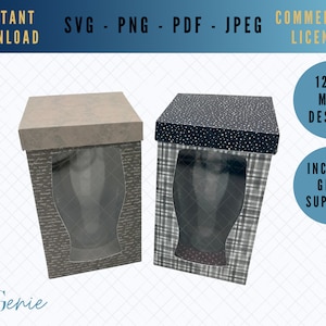 Plantilla SVG de caja de vidrio de pinta, caja de vidrio de cerveza svg, caja de presentación de vidrio de pinta svg, archivo de corte de caja de regalo de vidrio de cerveza, plantilla de caja de vidrio lager
