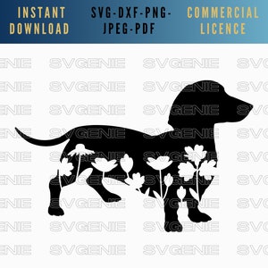 Dackel svg, Blumen Dackel DXF, Dackel PNG, Dackel SVG, Hunderasse svg, Blume Hund geschnitten Datei, Dackel Silhouette Vektor