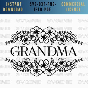 Abuela floral svg, abuela corona svg, abuela svg, gran vector, archivo de corte del día de las abuelas, florecer svg, abuela svg, diseño floral de la abuela