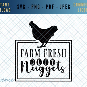 Farm fresh eggs SVG, butt nuggets SVG, funny chicken SVG, country kitchen svg, farm life svg, farmhouse Vector, egg storage svg, laying eggs