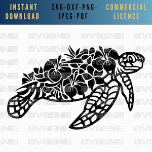 Sea turtle SVG, floral sea turtle PNG, tortoise dxf, terrapin SVG, aquatic Svg, ocean animal svg, sea life dxf, turtle silhouette