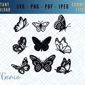 Butterfly SVG Bundle digital cut file PNG, butterfly vector, butterfly outline, butterfly silhouette, butterfly stencil, butterfly template