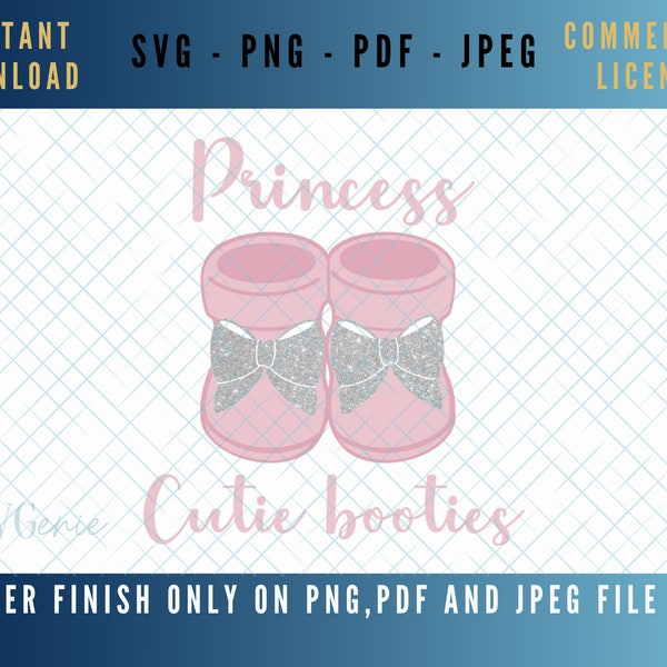 Princess cutie booties SVG, baby bootees SVG, baby girl svg, mummy’s princess vector, baby shoes svg, pram shoes svg, baby shower svg