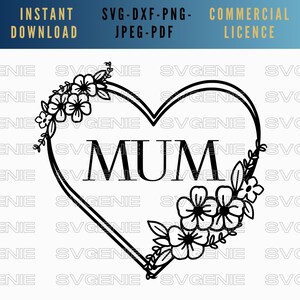 Mama krans SVG, Moederdag vector, bloemen moeder SVG, mama bloemen gesneden bestand, mama hart silhouet, bloemen hart sjabloon, mama shirt SVG