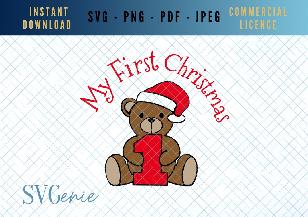 Baby's First Christmas Bear SVG, HTV Design (digital Download) Etsy