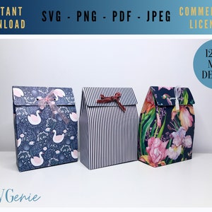 Sac cadeau SVG, plier sur le modèle de sac cadeau, fichier de coupe de pochette cadeau, vecteur de sac de fête, sac cadeau SVG, conception de boîte de présentation, sac de bonbons svg