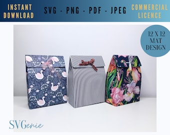 Fold Over Gift Bag SVG Template, Presentation Box Design (Digital Download)