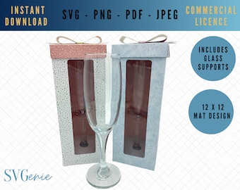 Flute Glass Box SVG Template, Champagne, Prosecco (Digital Download)