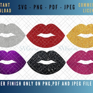Glitter lips PNG, sparkly lips clip art, lips SVG, shimmer lips PNG, colourful lips svg cut file, lipstick sublimation design, kiss stencil