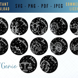 Sternzeichen SVG Bundle, Horoskop SVG, Astrologie Zeichen SVG, Sternzeichen SVG, Sternzeichen SVG, Sternzeichen SVG