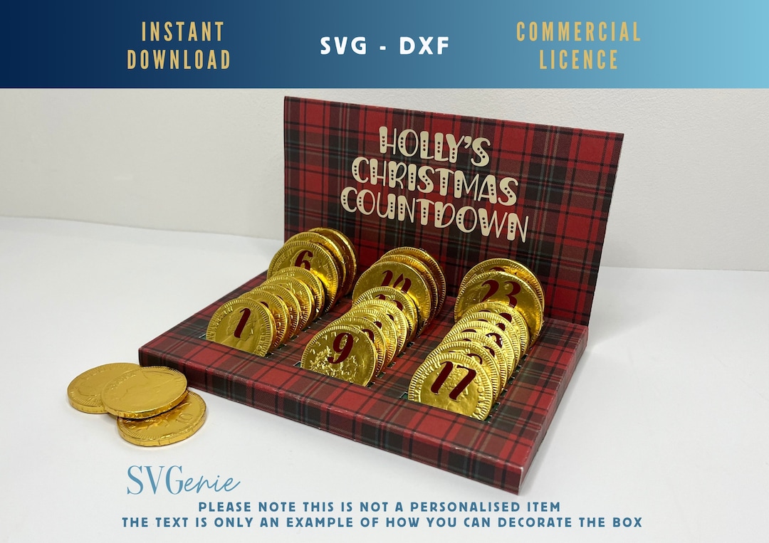 Christmas Countdown SVG, Chocolate Coin Holder SVG, Advent Calendar SVG