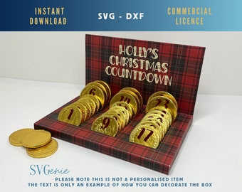 Christmas Countdown Chocolate Coin Holder SVG DXF