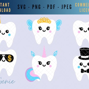 Zahn SVG Bündel, Zahnfee SVG, Zähne SVG, Zahn Charakter Vektor, Zahn svg, Zahn Kissen svg, Zahntasche svg, kommerzielle svg