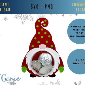 Gnome bauble SVG, treat holder SVG, candy holder template, Christmas decoration SVG, Christmas dome Svg, half bauble cut file