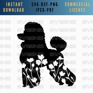Poodle SVG, floral poodle PNG, poodle silhouette DXF, wildflower poodle, poodle stencil, dog breed svg, flower poodle svg, pooch svg