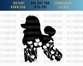 Floral Poodle SVG, Dog Breed Stencil (Digital Download)