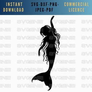 Meerjungfrau SVG, Meerjungfrau Silhouette, Meerjungfrau Schwanz svg, Meerjungfrau Vektor, Sirene svg, hübsche Meerjungfrau dxf, elegante Meerjungfrau Schablone, Meerjungfrau ClipArt