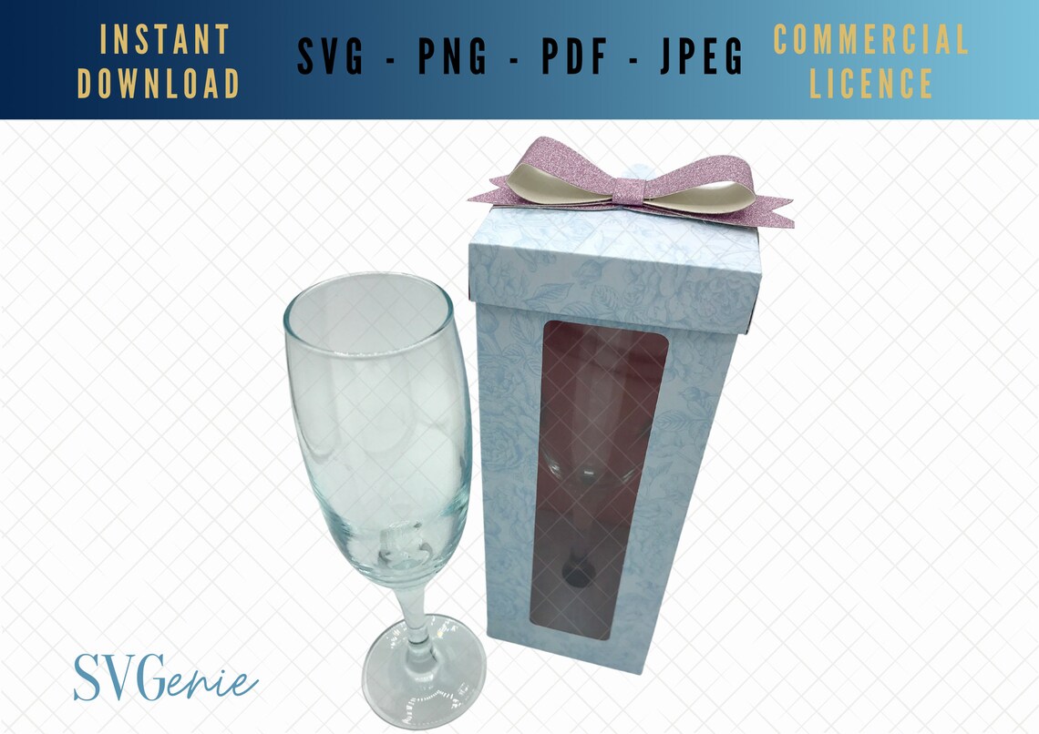 Flute Box SVG Template Champagne Glass Box Vector Prosecco Etsy Canada