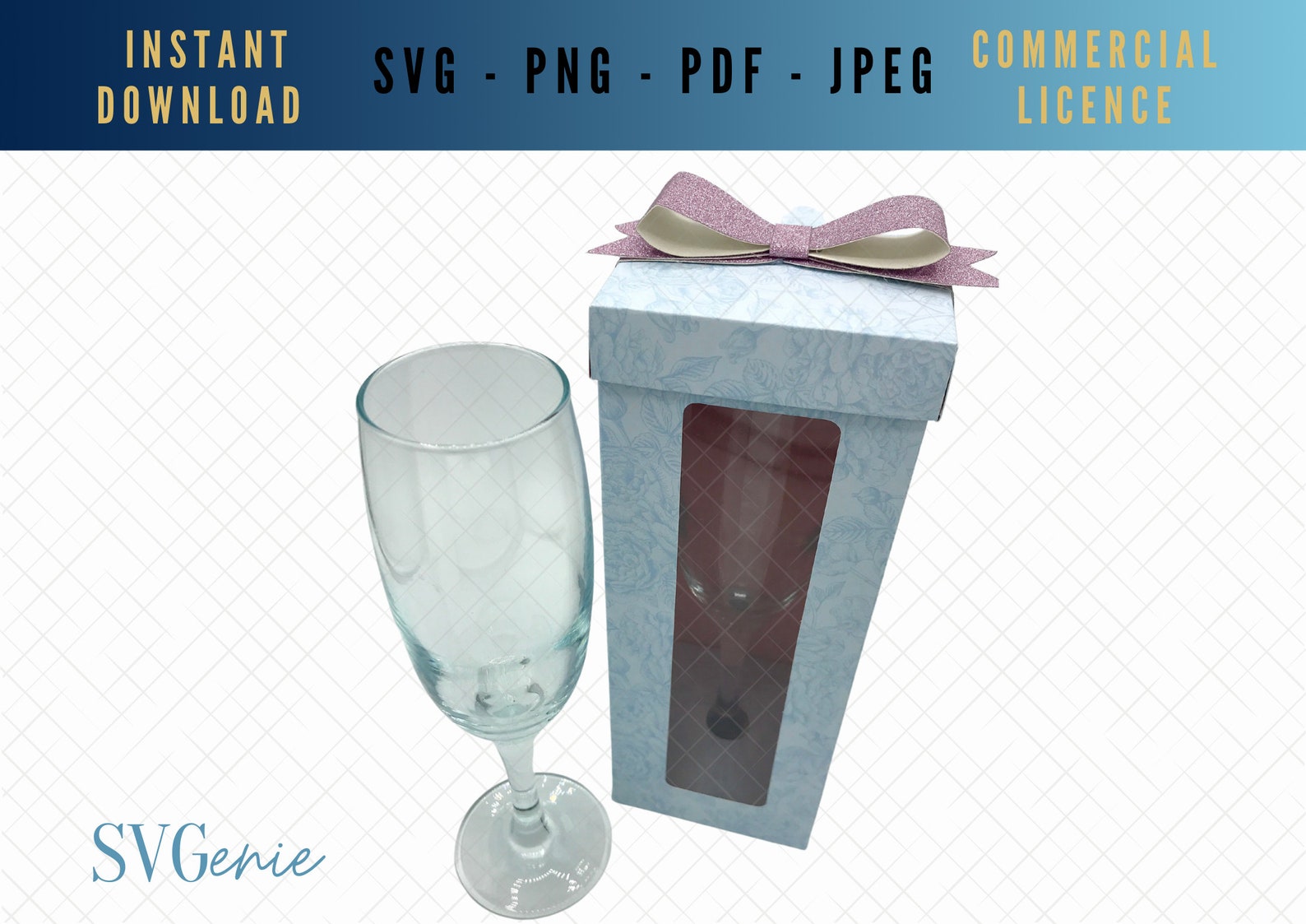 Flute Box SVG Template Champagne Glass Box Vector Prosecco Etsy UK