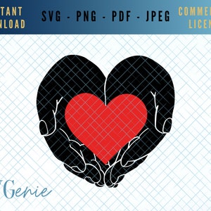 Heart in hands SVG, hand on heart svg, heart svg, hands svg, cupped hands vector, holding heart svg, hands cut file, heart silhouette