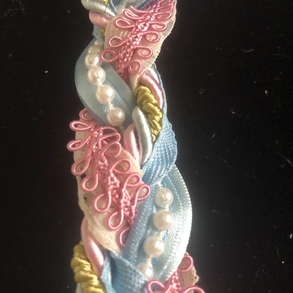 Handfasting Cord Long Celtic Wedding Baby Blue Pink and Green One of a Kind
