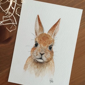 STAMPA A5 CONIGLIO di dipinto originale in acquerello, animale domestico, coniglietto, animali della fattoria, arte animale, illustrazione