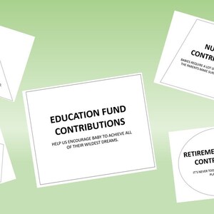 Printable Baby Shower Signs - to encourage monetary contributions - Instant Download