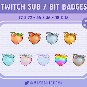 Peach | for Twitch \ Youtube | Sub - Bits - Cheer badges