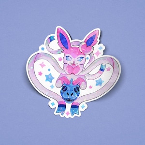 Sylveon dragon slayer holographic sticker - 3&quot;
