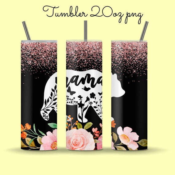 20 oz Skinny Tumbler Sublimation tumbler Mama Bear tumbler Sunflower ...