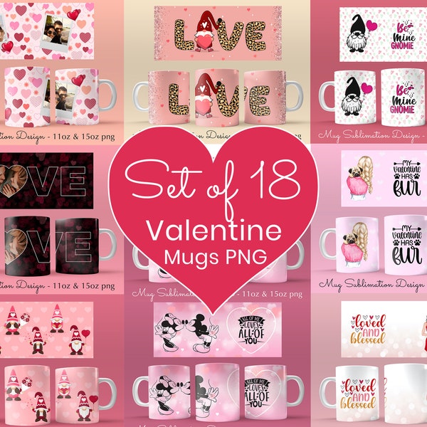 11oz & 15oz valentine mug sublimation designs - all 18 valentine mug designs from my shop - mug bundle designs - mug design bundle - cricut