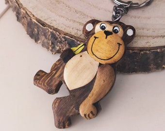Ciondolo scimmia in legno | Pendente in legno | Ciondolo animale in legno | Portachiavi Scimmia | | regalo in legno | regalo scimmia Regalo Monkey Fan