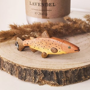 Porte-clés à truite en bois | Porte-clés de poisson | Pendentif poisson en bois | Trousseau de truite | poisson en bois | Cadeau de pêcheur