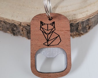 Vos Baby Hanger | Sleutelhanger vos | Zittende Vos | Cadeau voor vossenliefhebbers | Houten sleutelhanger | flesopener hanger