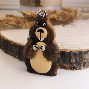 Marmot pendant | Wooden marmot keychain | Cute animal pendant | Gift for mountain lovers | Alpine animal design