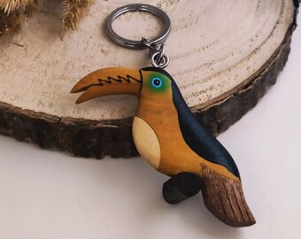 Toucan Wooden Pendant | Tropical Bird Keychain | Unique Gift | Bird Lovers | Exotic Pendant