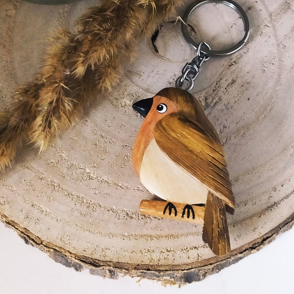 Holz Vogel Anhänger | Holz Anhänger | Holz Tieranhänger | Rotkehlchen Schlüsselanhänger | Vogel Geschenk | Rotkehlchen Geschenk