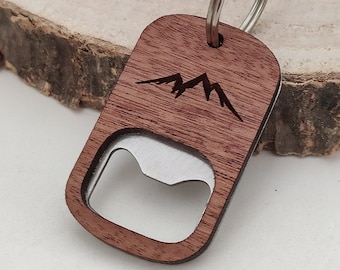 Bottle opener pendant | Wooden Gift | Men Gift | Bottle Opener Keychain | Mountain pendant | Mountain love | Mountain accessories