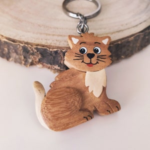 Wooden cat pendant | Wooden pendant | Cat keychain | Wooden gift | Cat gift | Cat owner gift