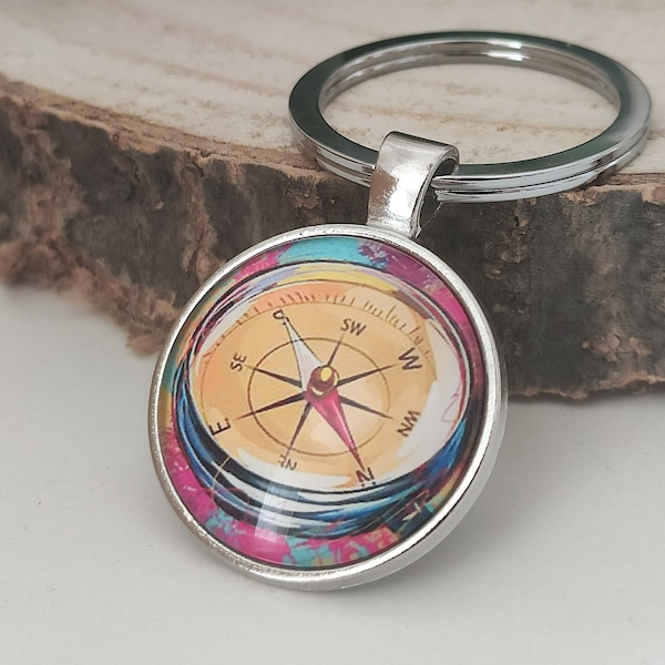 Kompass Schlüsselanhänger | Kompassanhänger | Kompass Geschenk | Reisen Weltreise Verreisen Geschenk
